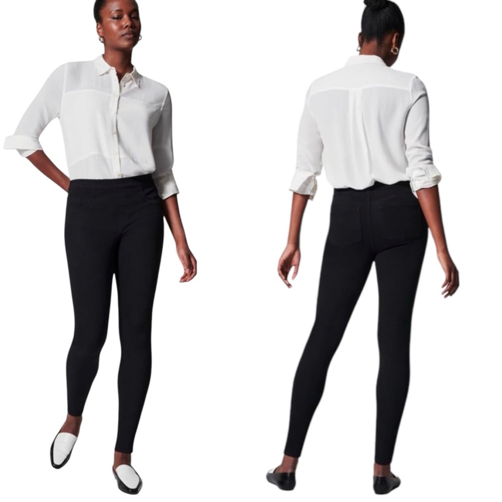SPANX Jean-ish Ankle Leggings Black Skinny Work Trouser Small NWOT